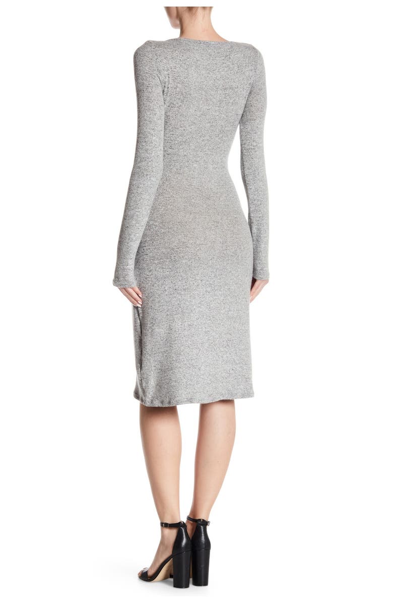 GO COUTURE Long Sleeve Front Tie Dress, Alternate, color, Heather Grey