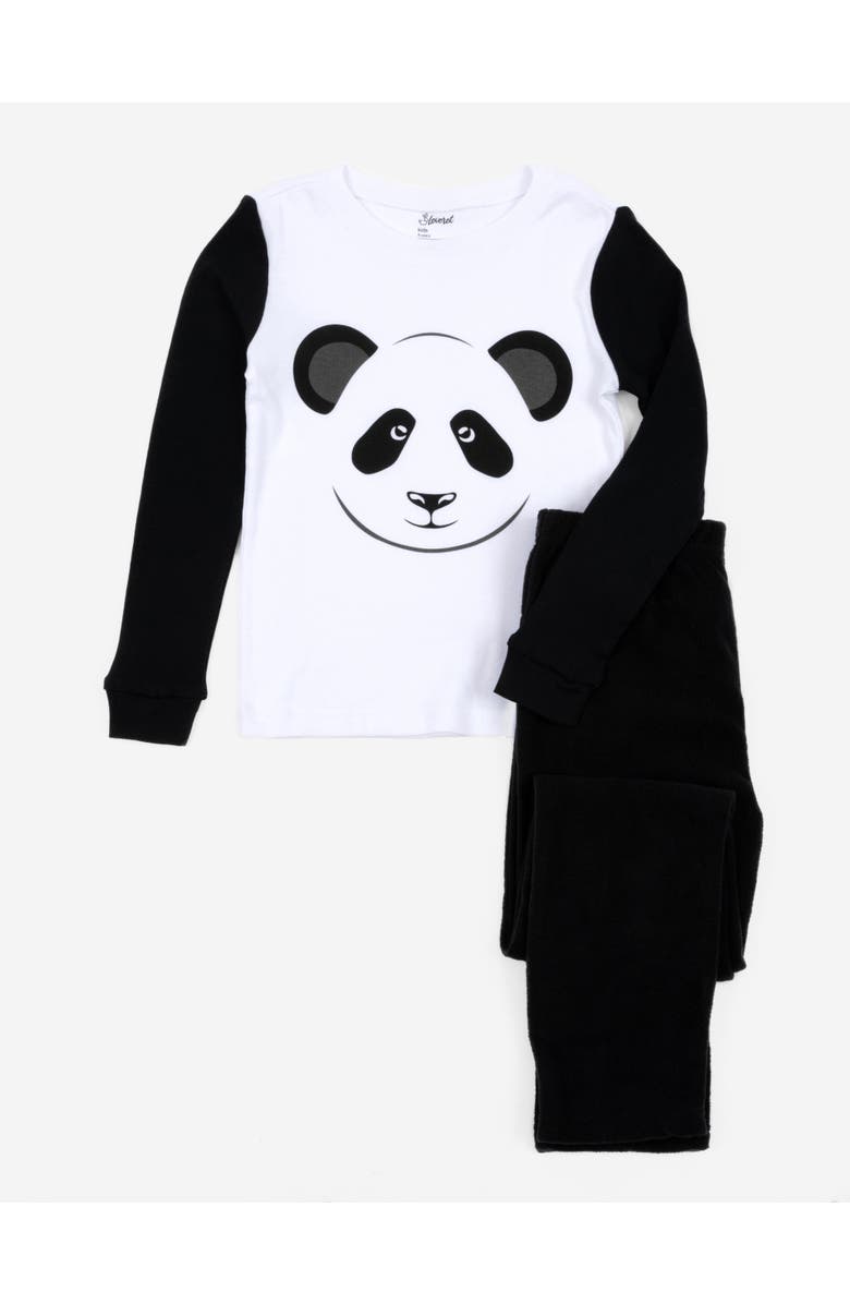 Leveret 2-pc. Cotton Top & Fleece Pants Holiday Pajama Set, Main, color, Panda White