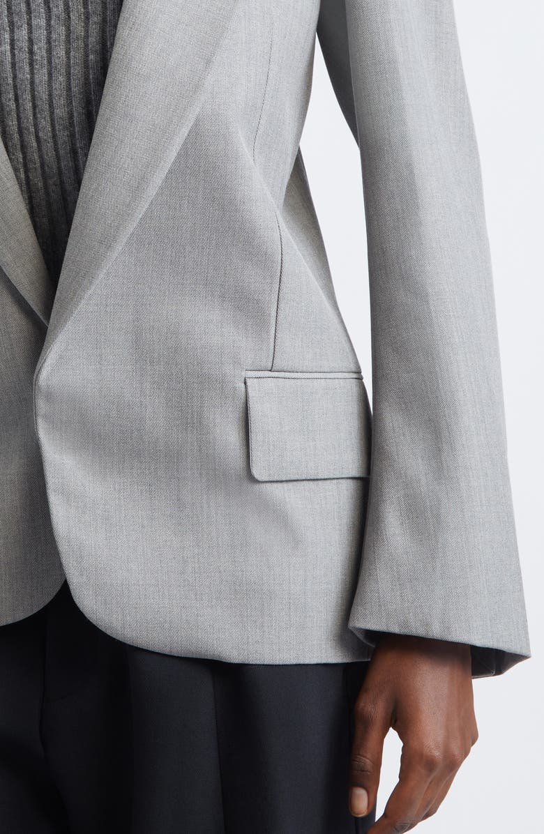 Victoria Beckham Sculptural Sleeve Virgin Wool Jacket, Alternate, color, Light Grey Melange