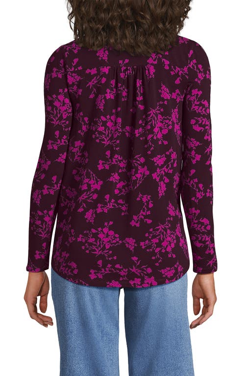 Lands' End Long Sleeve Lightweight Jersey Notch Neck Tunic Top In Purple