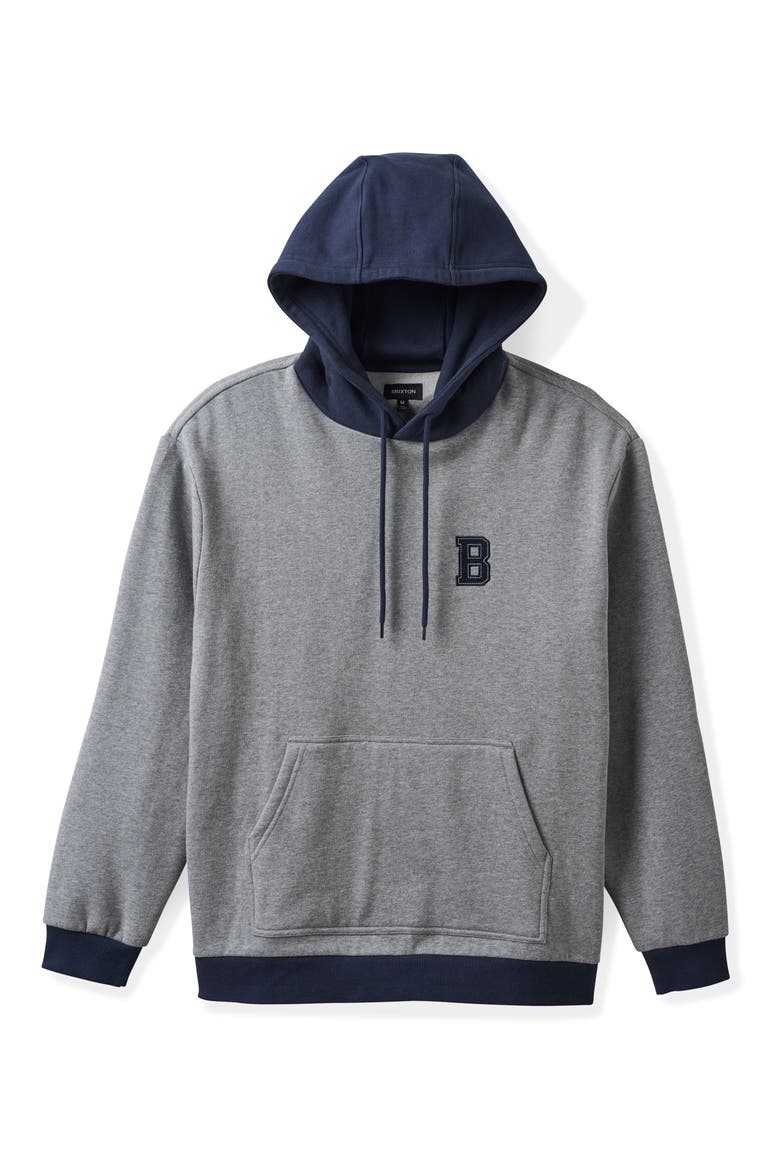 Retro Heavyweight Hoodie, Alternate, color, HEATHER GREY/ WASHED NAVY