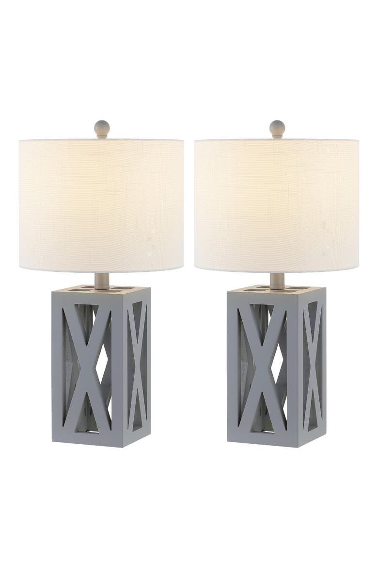 Stewart 21.5" Farmhouse Wood LED Table Lamp, Alternate, color, Gray
