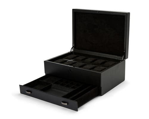 Wolf British Racing 10 Piece Watch Box With Drawer In Black