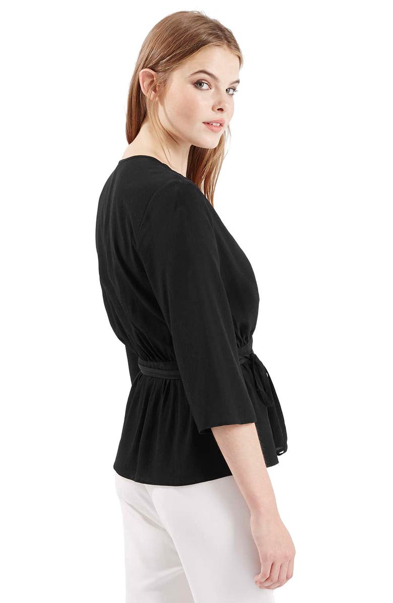 Topshop Sheer Poet Sleeve Blouse, Alternate, color,