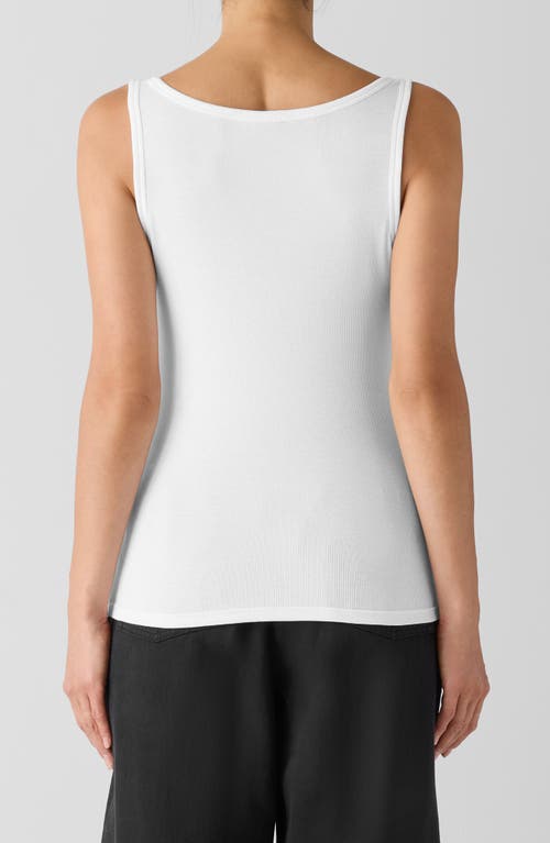 Eileen Fisher Slim Fit Scoop Neck Stretch Cotton Tank In White