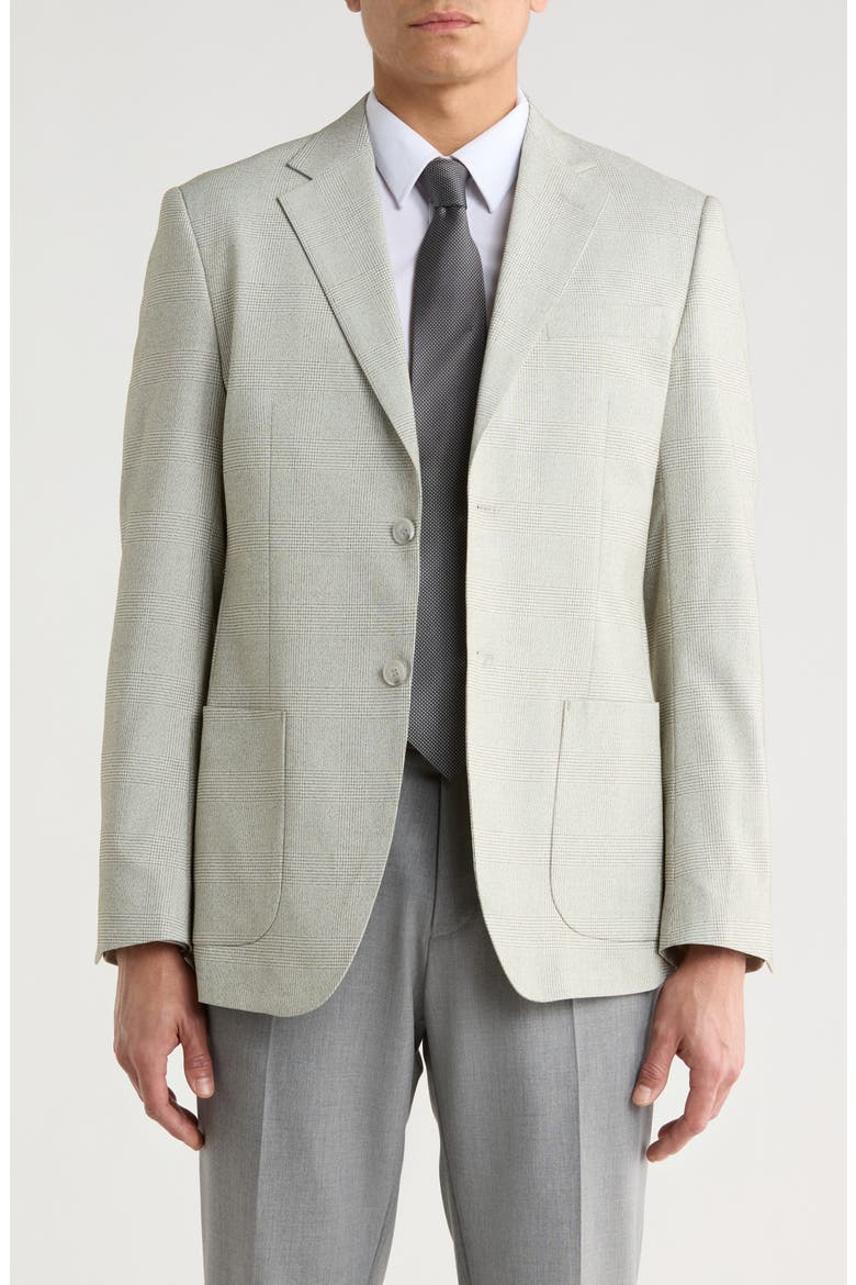 Slim Fit Plaid Sport Coat, Main, color, GREY