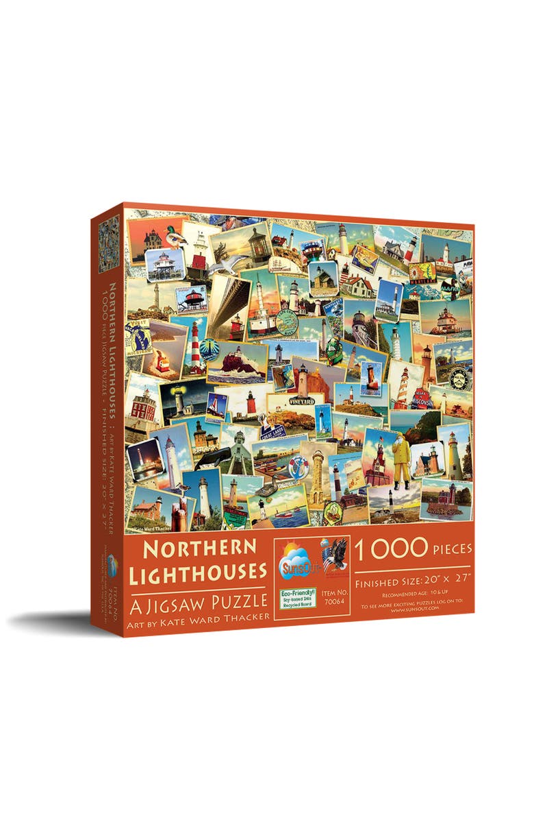 Sunsout Northern Lighthouses 1000 piece Jigsaw Puzzle for Adults, Main, color, Multicolor