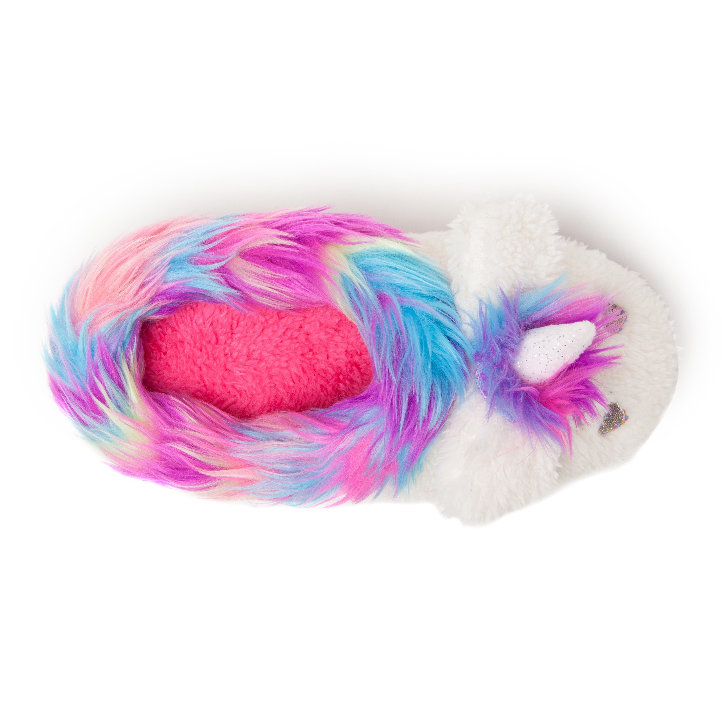 DEARFOAMS Kids' Peyton Novelty Unicorn Fuzzy Slipper, Alternate, color, Paradise Pink