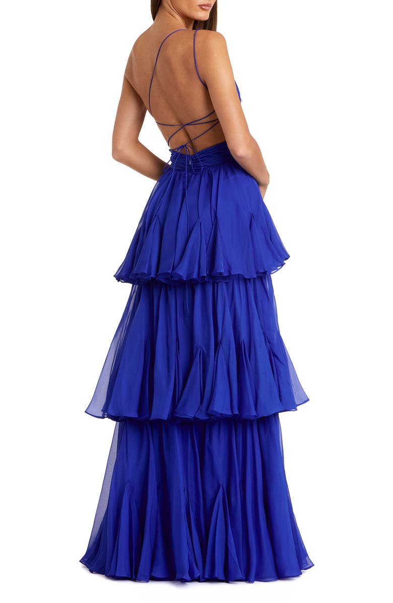 Mac Duggal One Shoulder Tiered Chiffon Gown, Alternate, color, Cobalt