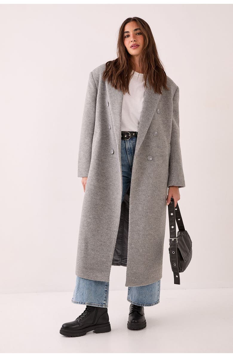 NASTY GAL Double Breasted Smart Coat, Main, color, Light Grey