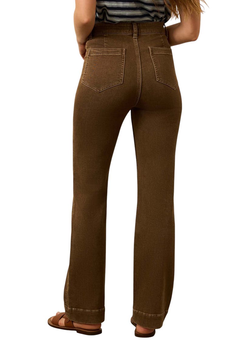 Patch Pocket High Waist Wide Leg Stretch Terry Pants, Alternate, color, WALNUT
