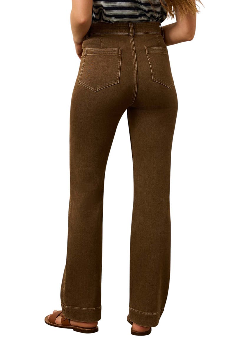 Faherty Patch Pocket High Waist Wide Leg Stretch Terry Pants, Alternate, color, Walnut