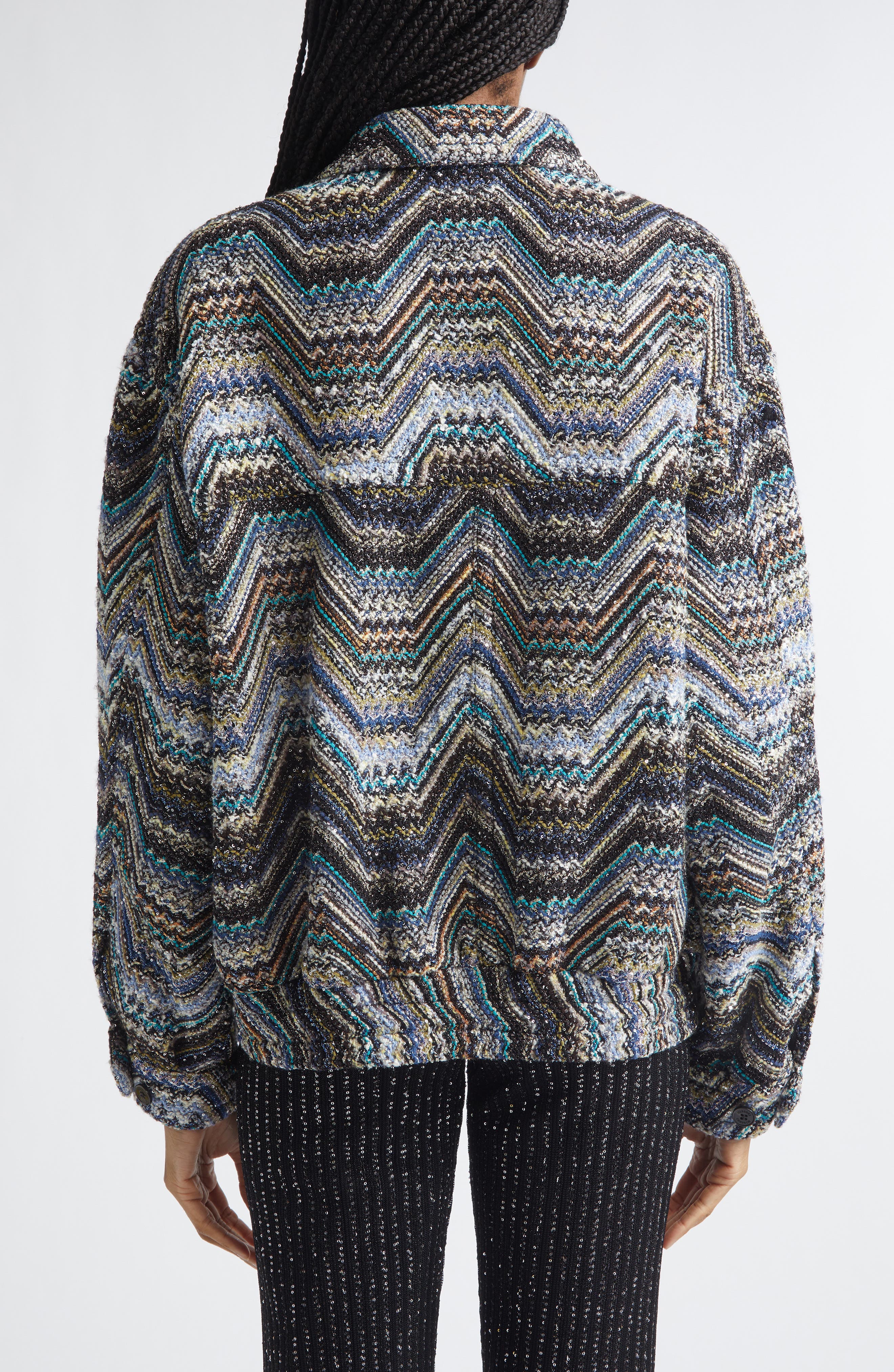 Metallic Zigzag Sequin Field Jacket - image 2