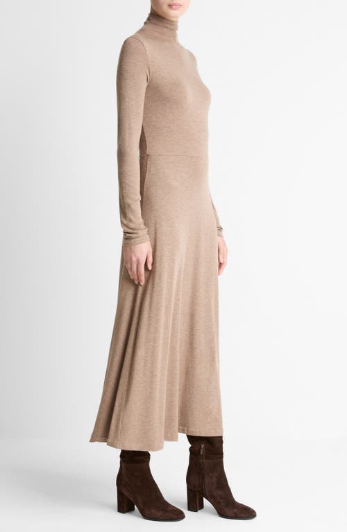 Vince Funnel Neck Long Sleeve Jersey Midi Dress In Neutral