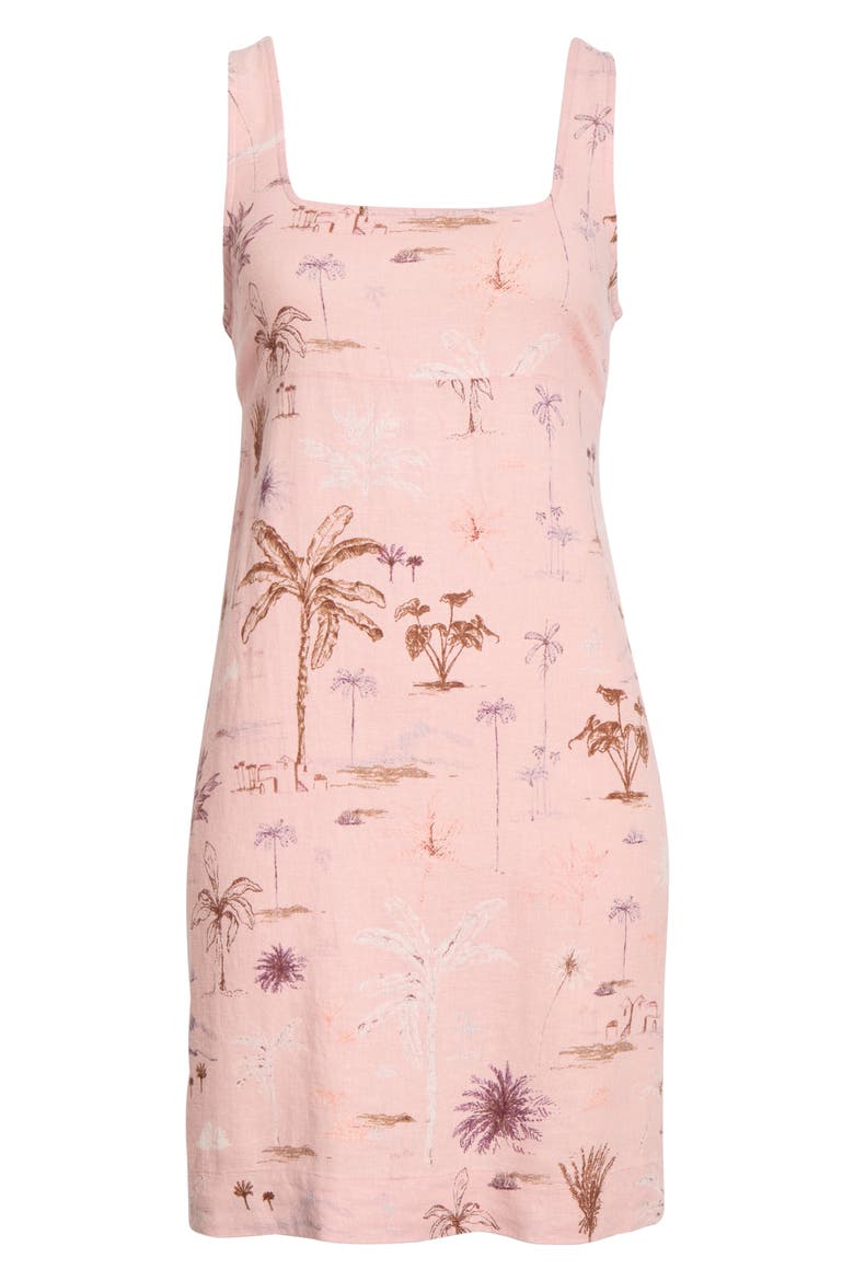 Palm Tree Print Linen Blend Minidress, Main, color, MAUVE PALM PRINT