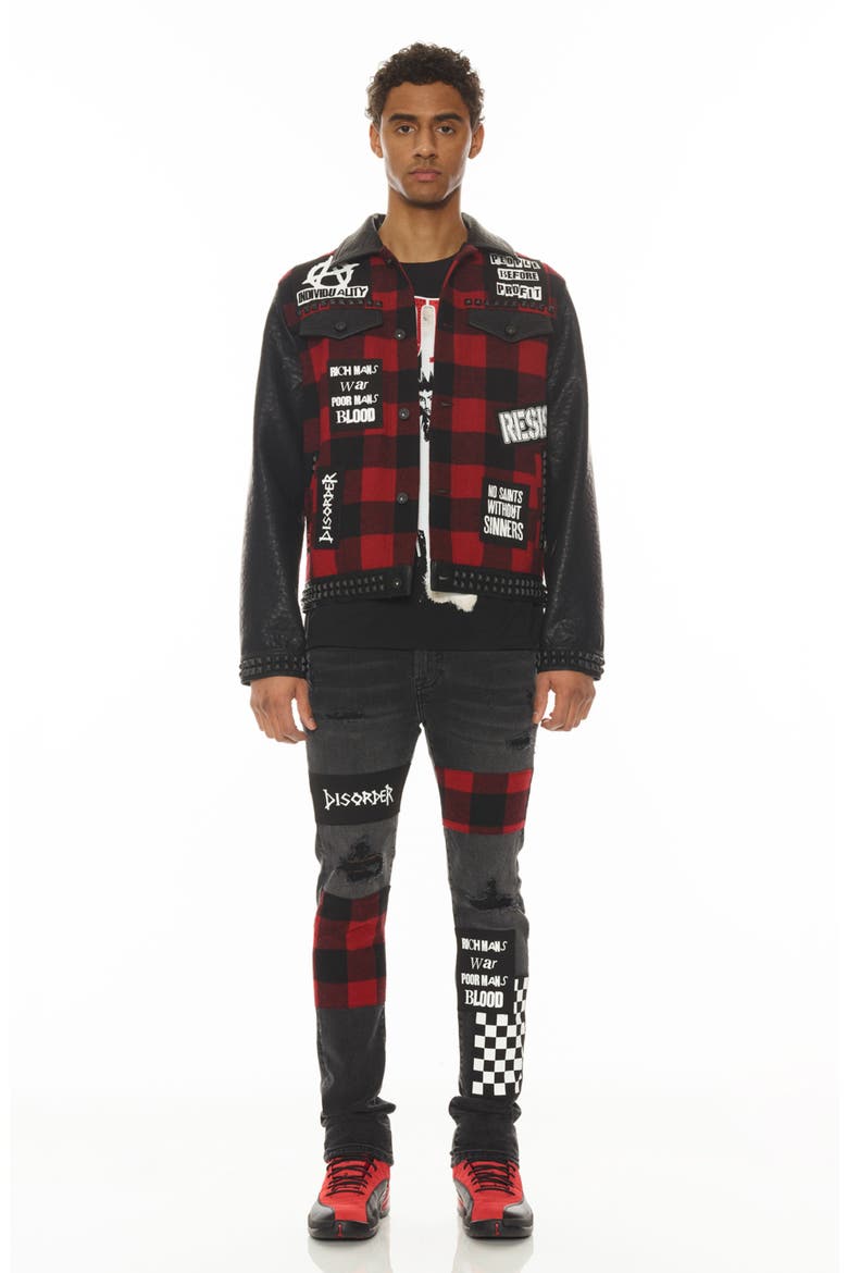 Punk Rip & Repair Super Skinny Jeans, Alternate, color, PLAID