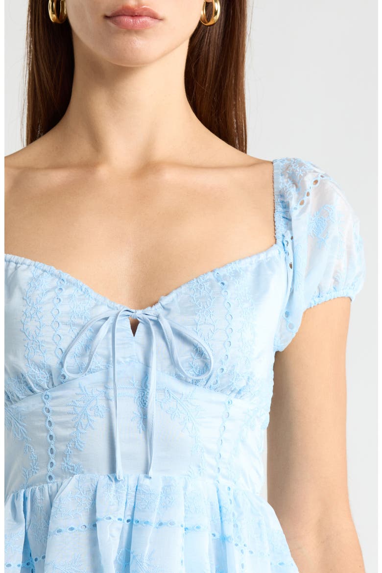 Embroidered Eyelet Ruffle Hem Minidress, Alternate, color, PERIWINKLE