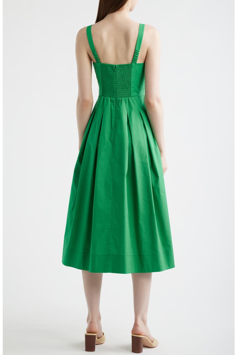 Pleated Cotton Dress, Alternate, color, APPLE GREEN