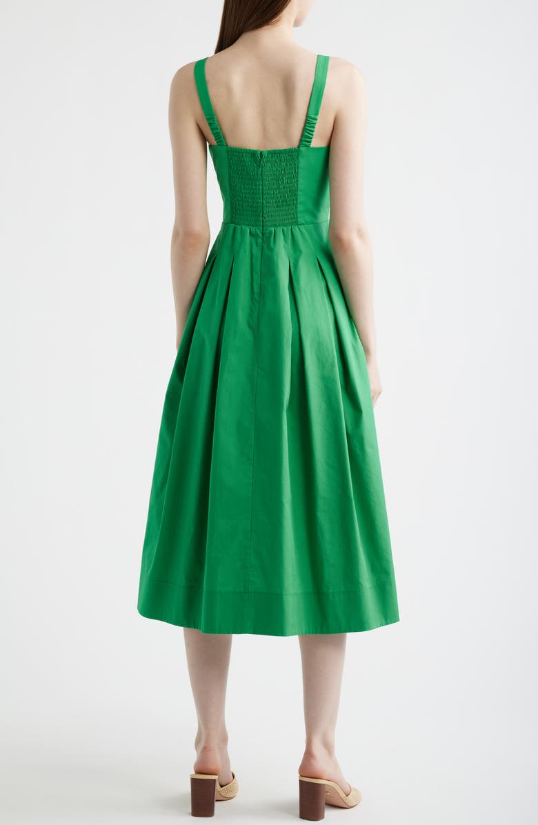 Eliza J Pleated Cotton Dress, Alternate, color, Apple Green