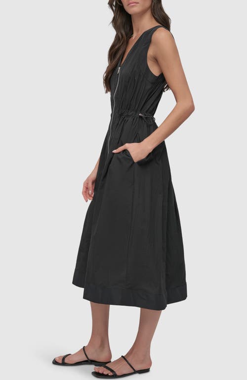 Dkny Sportswear Toggle Waist Nylon Midi Dress In Black