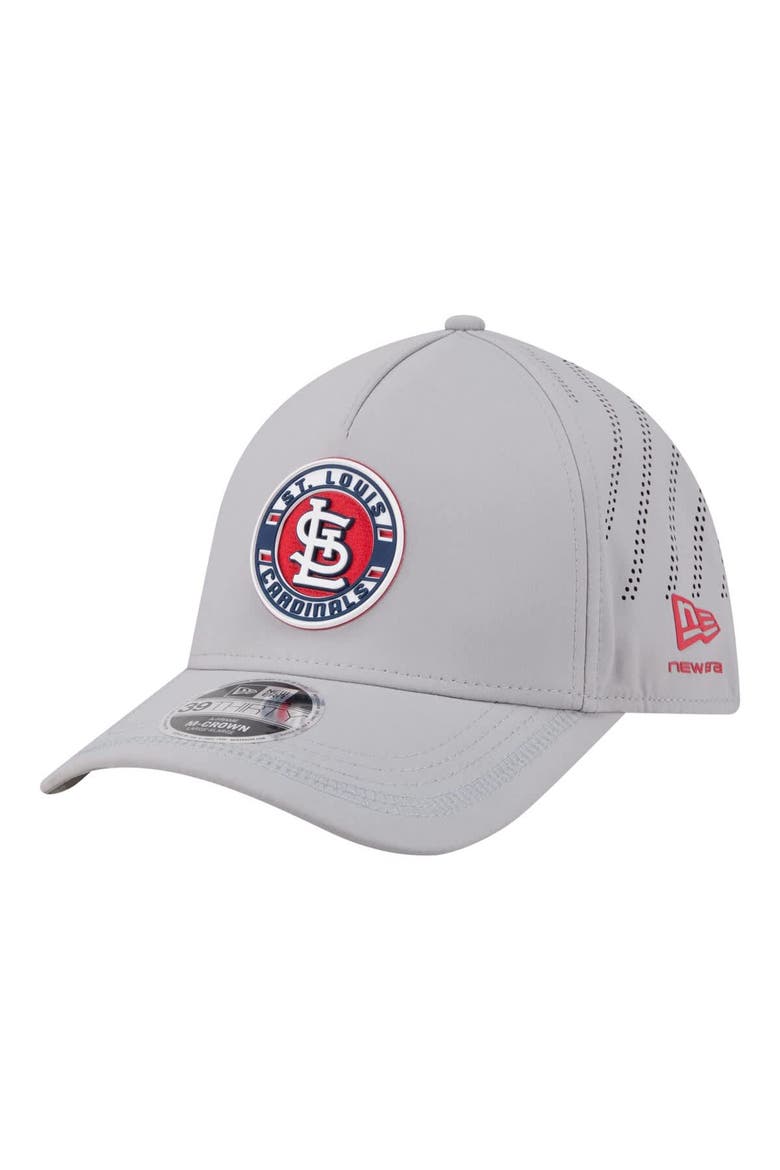 Men's New Era Gray St. Louis Cardinals Patch 39THIRTY A-Frame M-Crown Perforated Flex Hat, Main, color, Gray