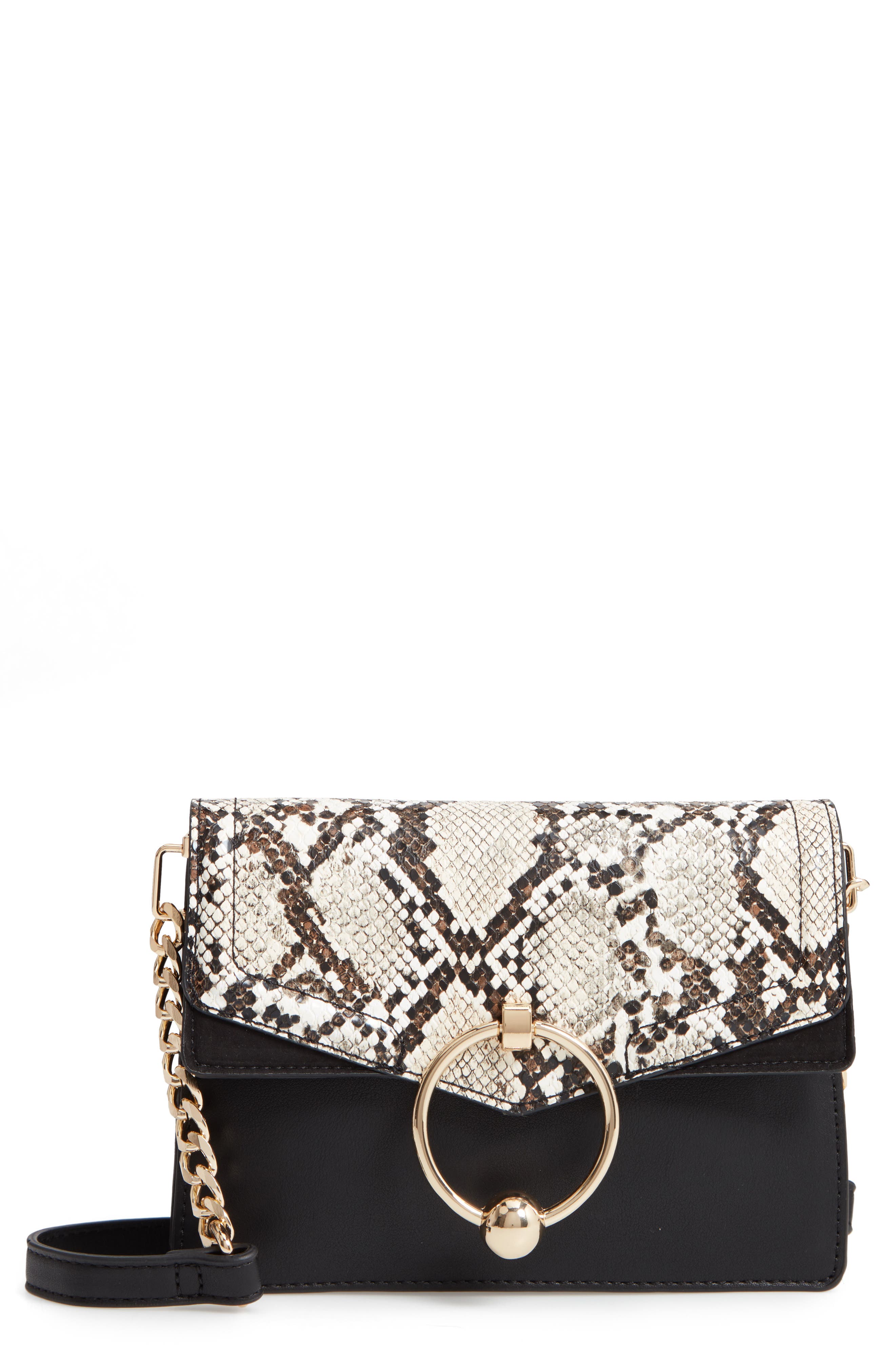 Selina Snake Effect Crossbody Bag, Main, color, BLACK MULTI