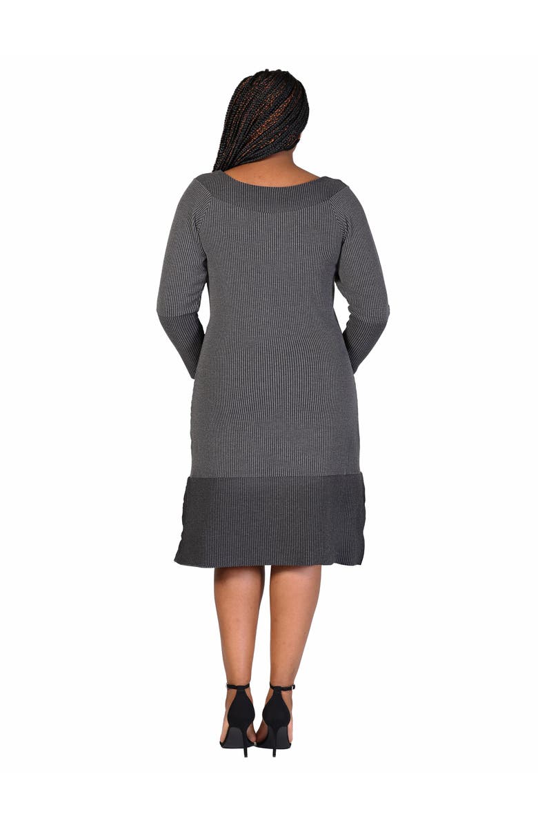 24seven Comfort Apparel Ribbed Knit Long Sleeve Split Hem Sweater Dress, Alternate, color, 