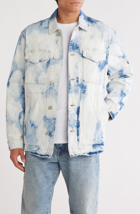 Two-Tone Bleach Chore Denim Jacket