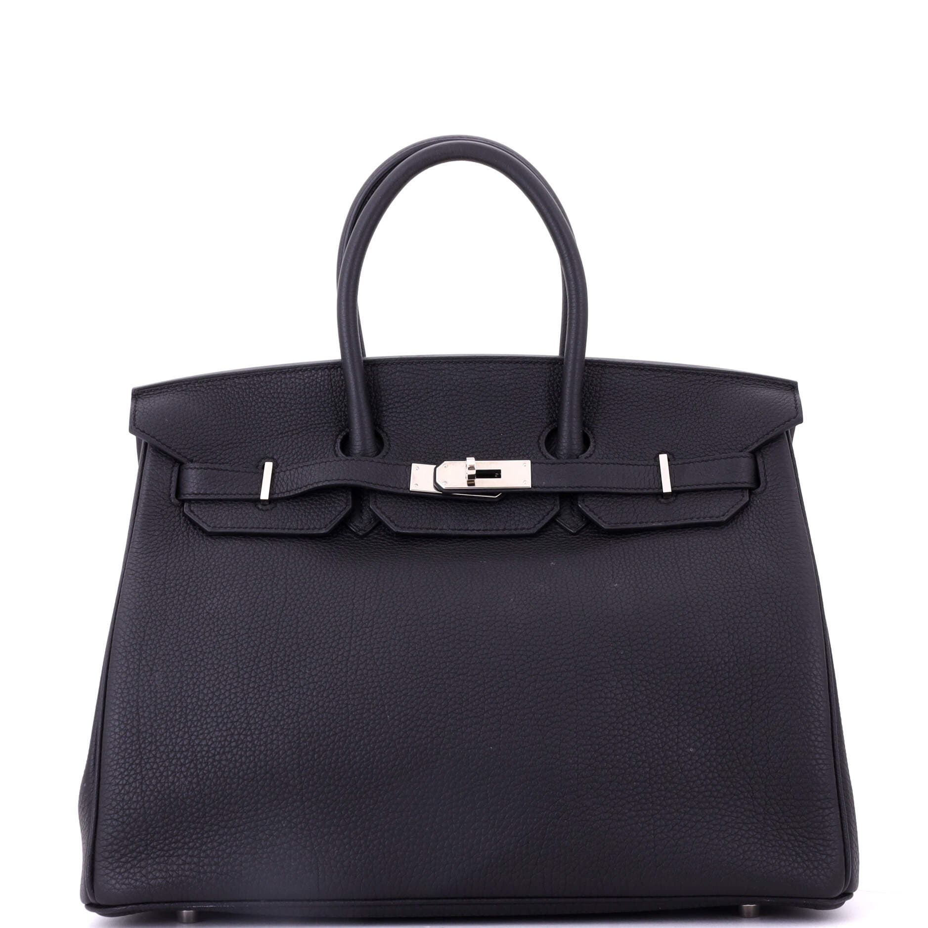 Pre-Owned Hermes Birkin Handbag Black Togo with Palladium Hardware 35, Main, color, Noir