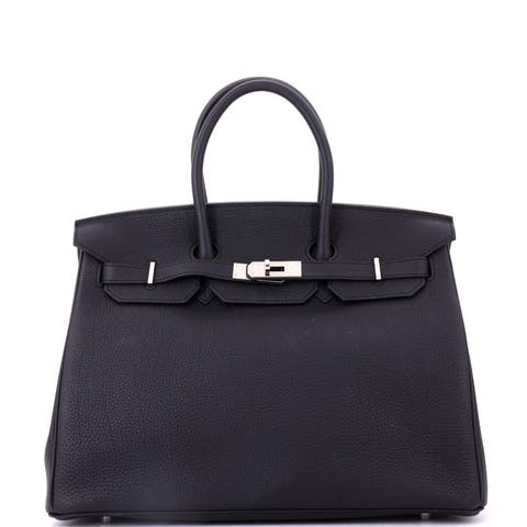 Birkin Handbag Black Togo with Palladium Hardware 35