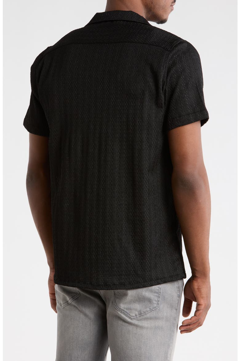 Modern Fit Textured Camp Shirt, Alternate, color, BLACK