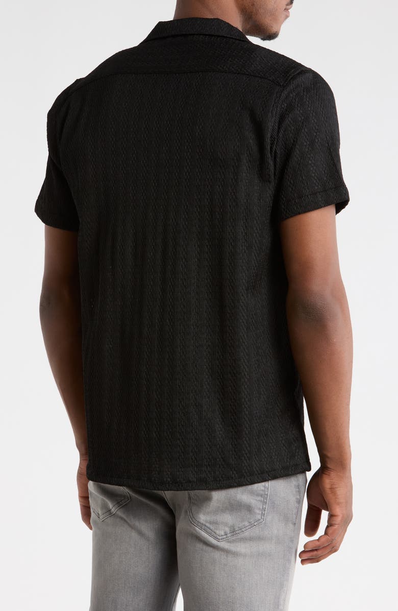 T.R. PREMIUM Modern Fit Textured Camp Shirt, Alternate, color, Black