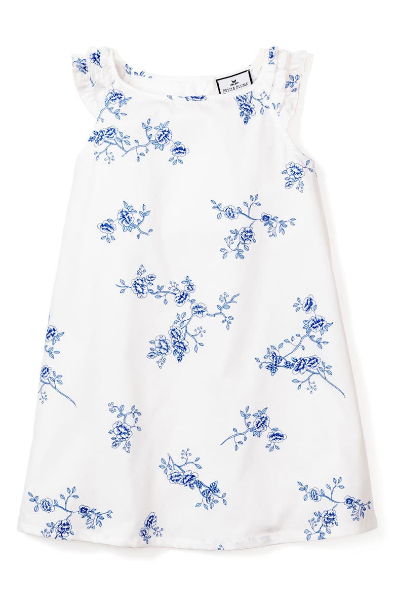 Petite Plume Amelia Brushed Cotton Blend Twill Nightgown, Main, color, White