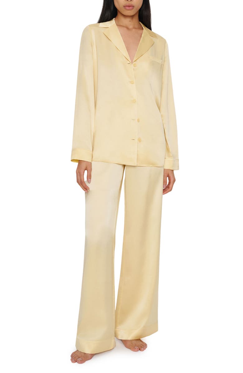 Reformation Ella Silk Satin Pajamas, Main, color, Blonde
