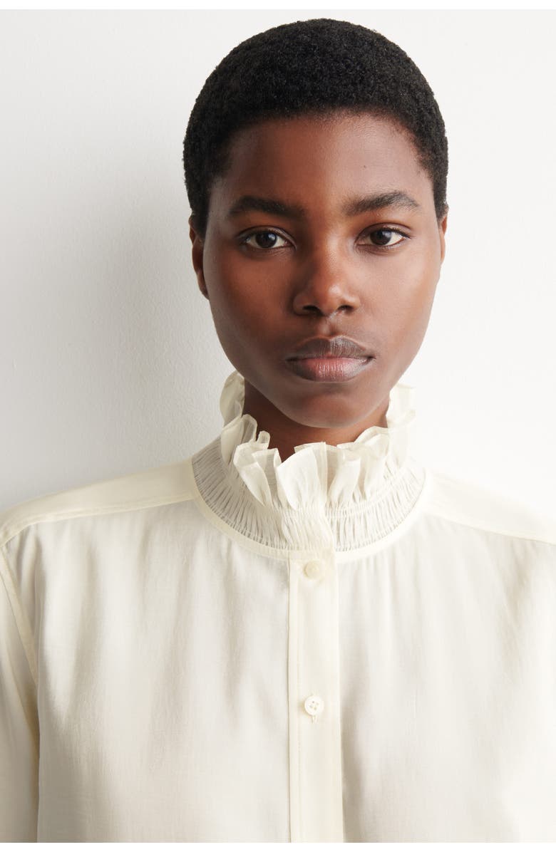 COS Ruffle-Collar Modal Blouse, Alternate, color, Ivory