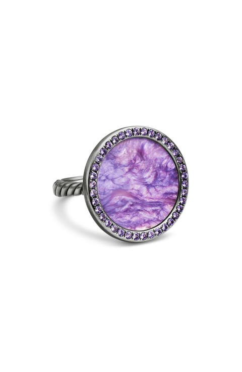 DY Elements® Ring in Sterling Silver with Chariote & Purple Sapphires, 18mm