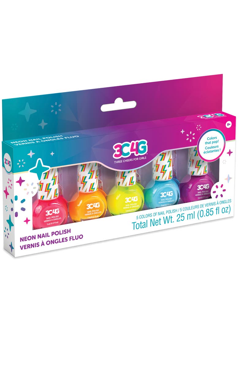Three Cheers For Girls Make It Real Neon Nail Polish Set W/ 5 Bottles, Main, color, Multicolored