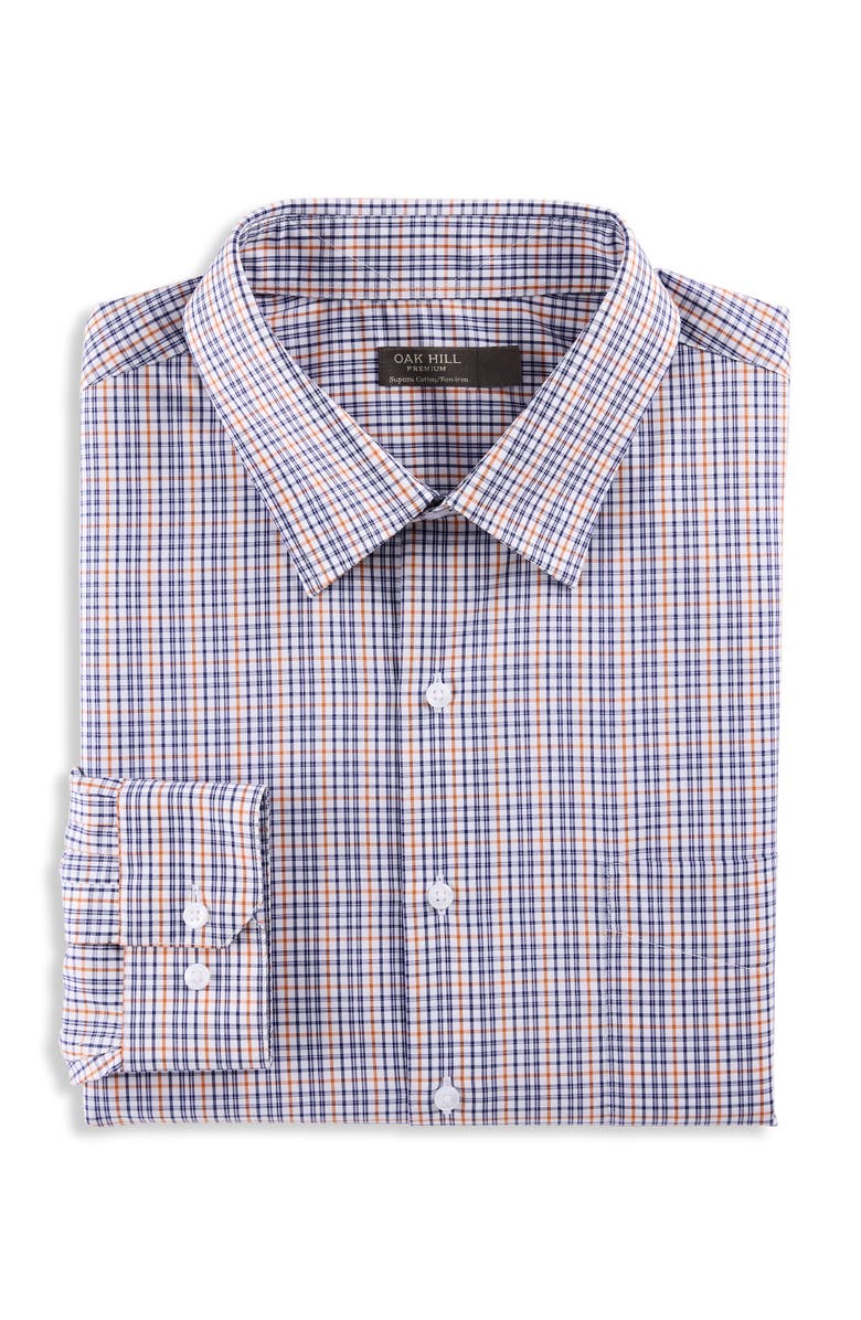 Oak Hill Premium by DXL Big & Tall Plaid Dress Shirt, Main, color, 