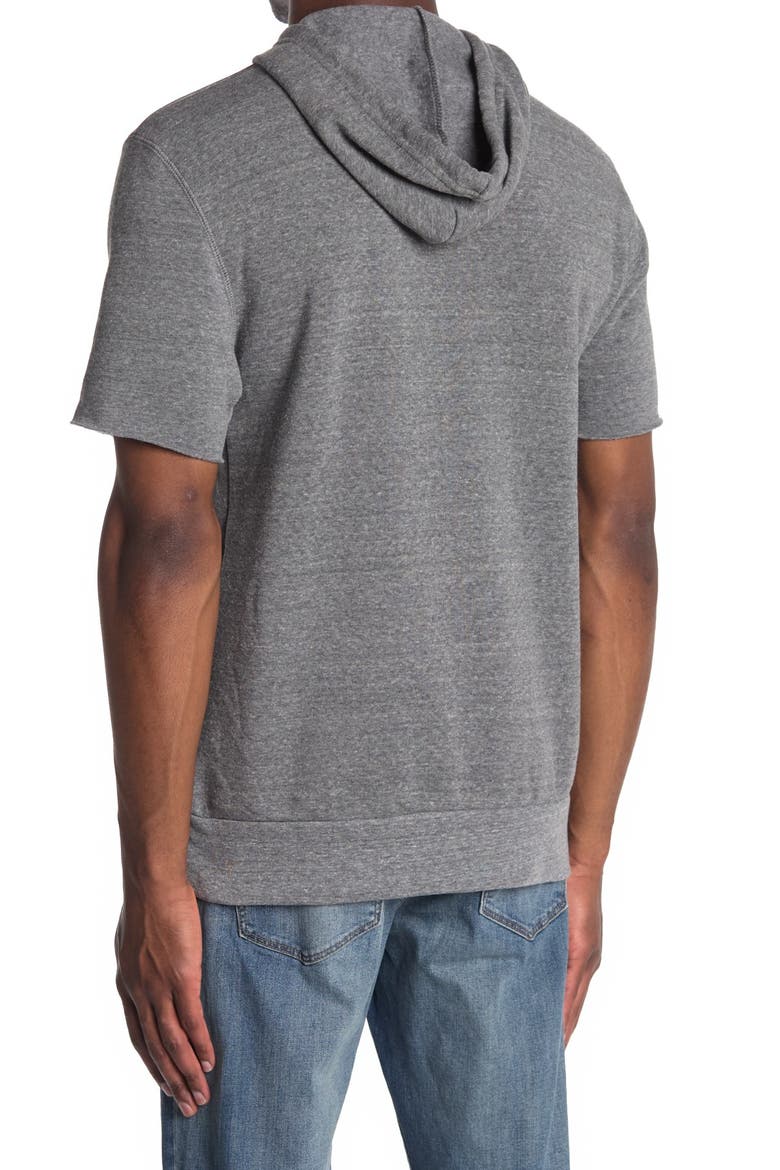 Short Sleeve Drawstring Hoodie, Alternate, color, ECO GREY