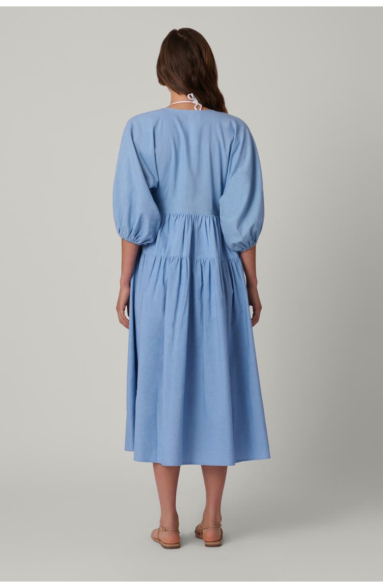 Shoshanna Embroidered Linen Evora Midi Coverup, Alternate, color, Blue