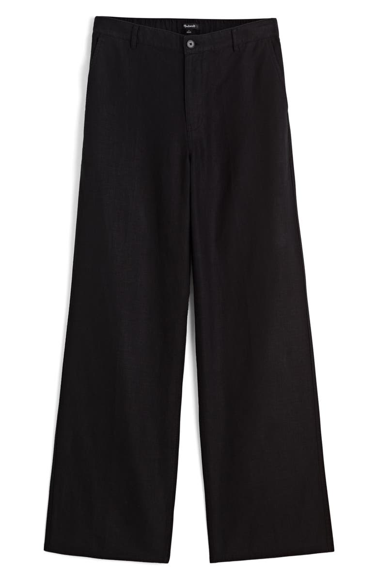 Madewell Zoe Relaxed Straight Leg Linen Pants, Alternate, color, Jet Black