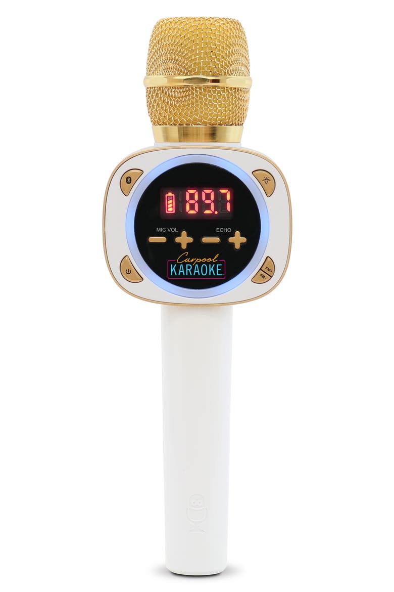Carpool Karaoke The Mic Bluetooth® Microphone, Main, color, WHITE/GOLD