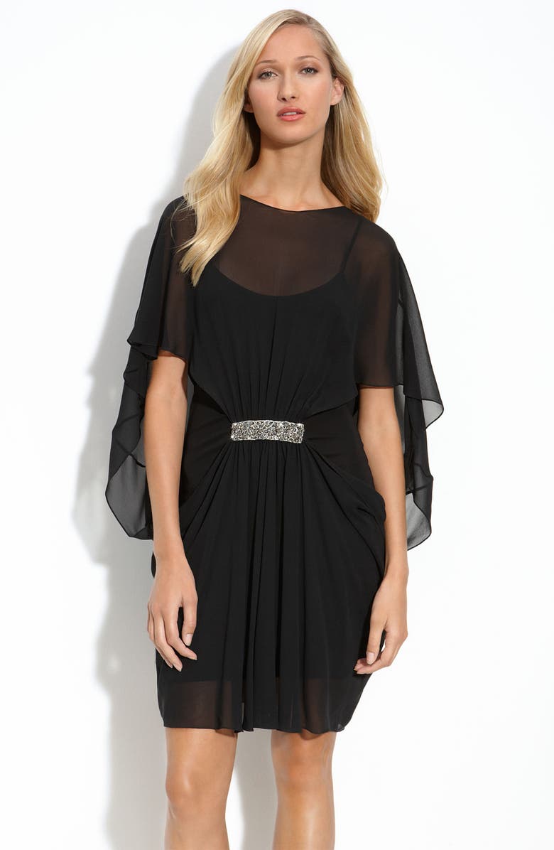 Teri Jon Chiffon Overlay Dress, Main, color, 