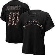 Majestic Threads Women's Majestic Threads Justin Herbert Black Los Angeles Chargers Leopard Player Name & Number T-Shirt