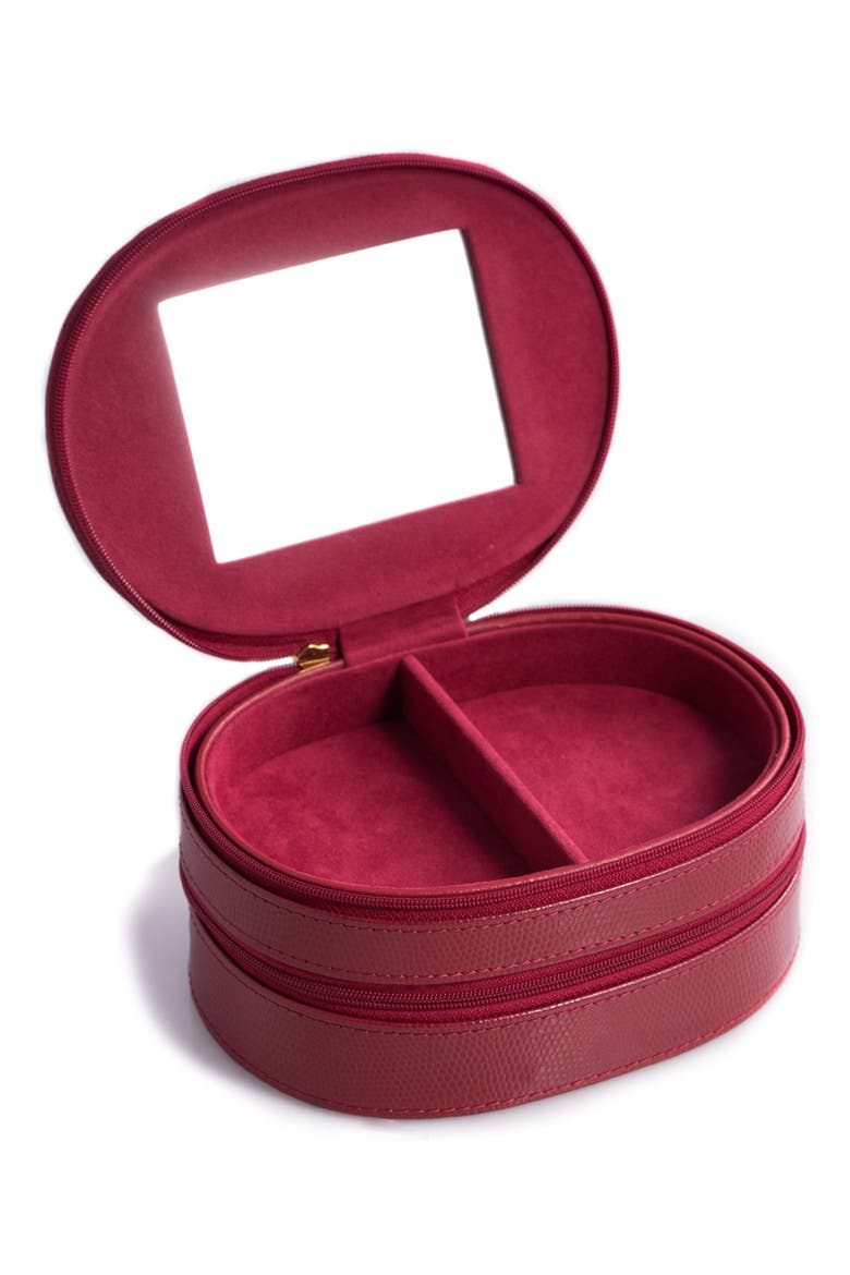 Leather Travel Jewelry Case, Alternate, color, RED