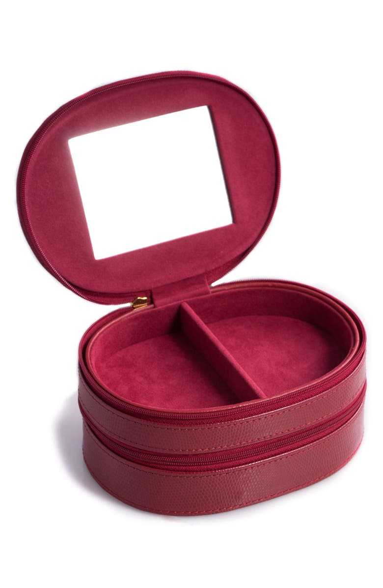 Bey-Berk Leather Travel Jewelry Case, Alternate, color, Red
