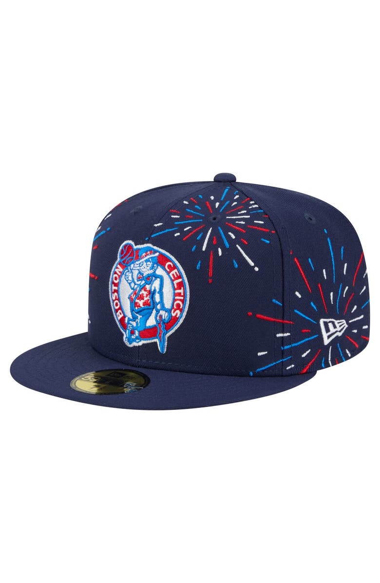New Era Men's New Era Navy Boston Celtics Americana Fireworks 59FIFTY Fitted Hat, Alternate, color, Navy
