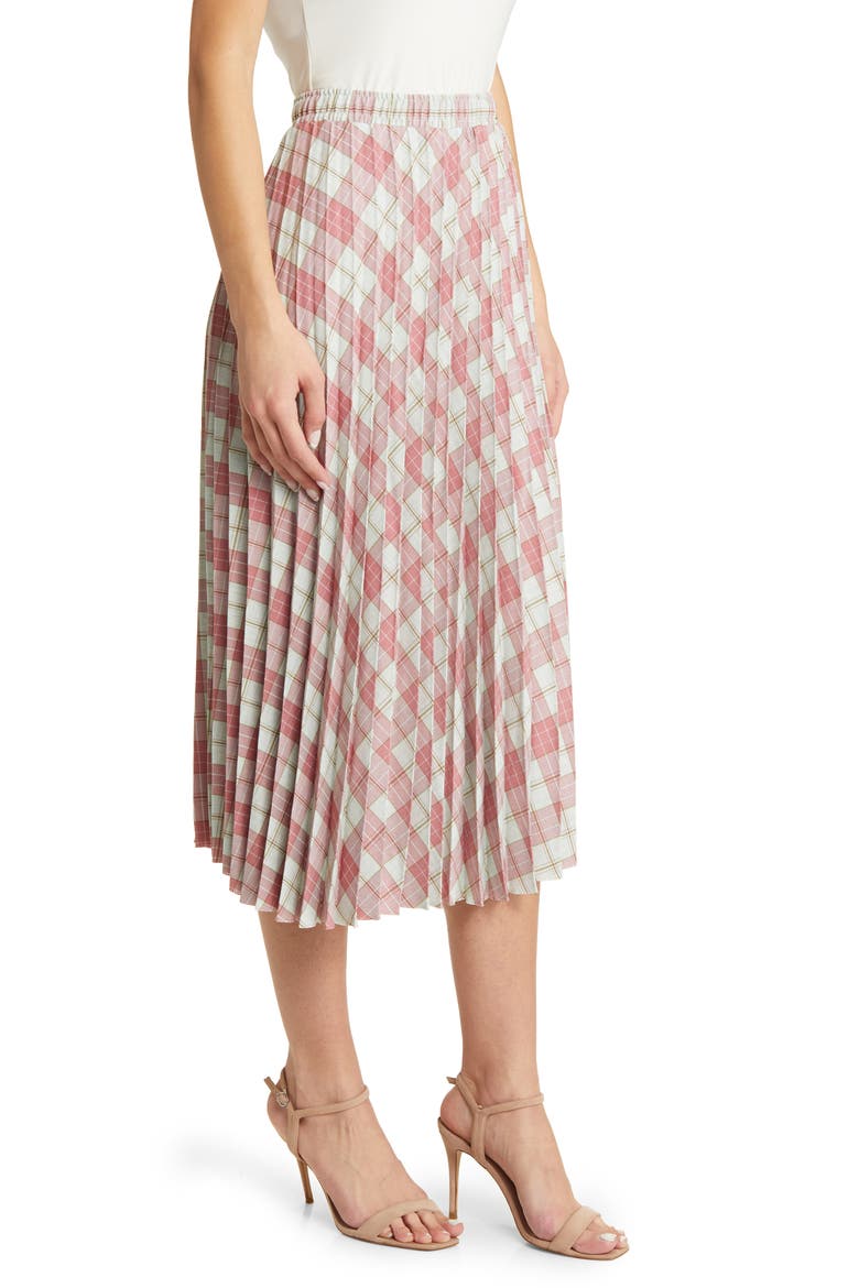 Robin Pleated Midi Skirt, Alternate, color, PINK