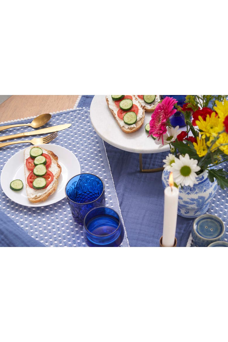 Bahar Sky Line 100% Cotton Set of 4 Placemats 14" x 20", Alternate, color, Blue
