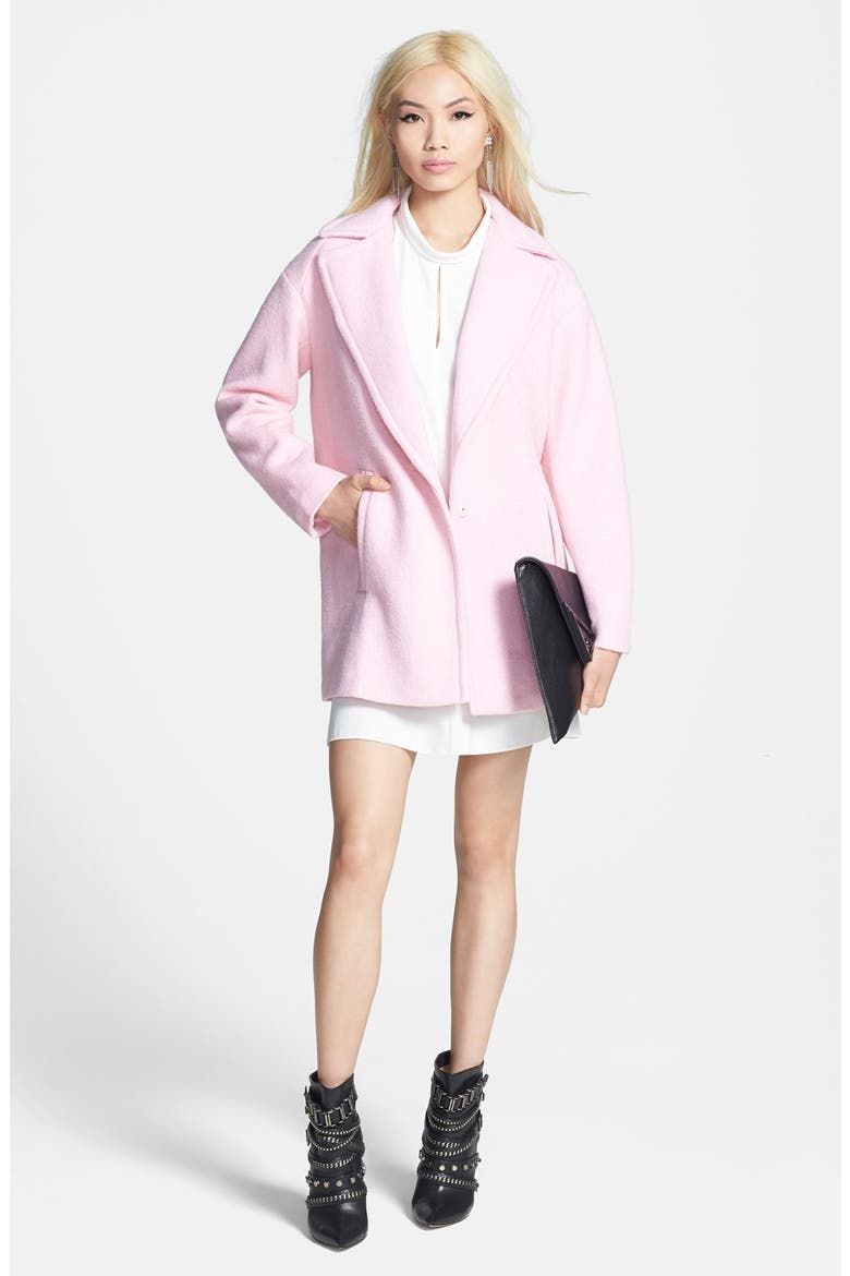 Single Button Car Coat, Alternate, color, BABY PINK